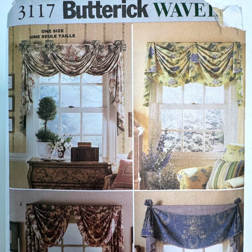 BUTTERICK 3117 Waverly Valance Window Treatment Home Decor Uncut Sewing Pattern